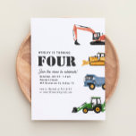 Invitación Vehículos de construcción Cuarto Fiesta de Cumplea<br><div class="desc">Invitar a amigos y familiares a celebrar el cumpleaños de su pequeña con esta invitación temática de construcción!</div>