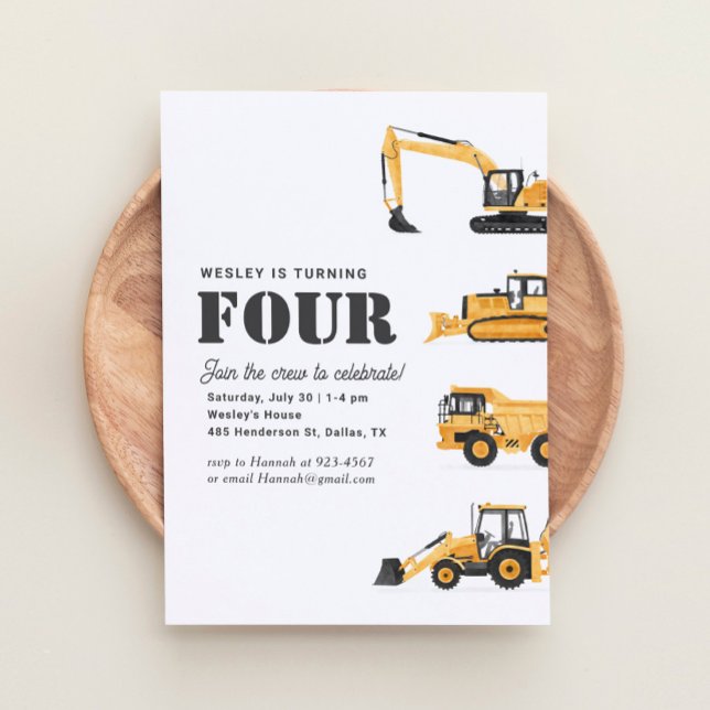 Invitación Vehículos de construcción Cuarto Fiesta de Cumplea (Subido por el creador)