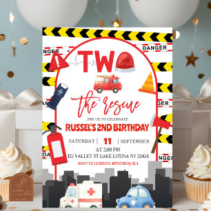 Invitación Vehículos de Emergencia DOS al rescate cumpleaños