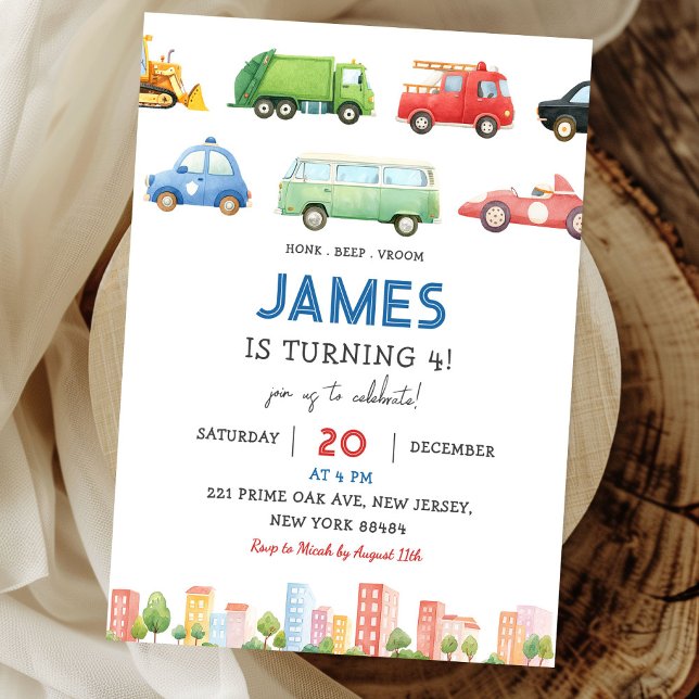 Invitación Vehículos de transporte Coches Cumpleaños (Subido por el creador)