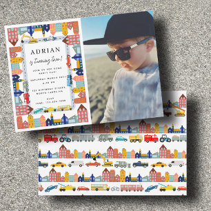 Invitación Vehículos de Transporte Urbano Camión Foto de Cump