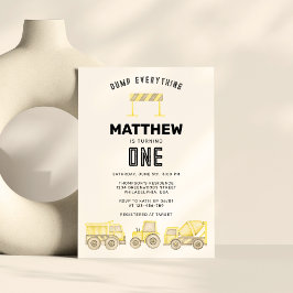 Invitación Vehículos simples de construcción Primer cumpleaño