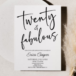 Invitación Veinte y fabulosa fiesta de cumpleaños mínima 20