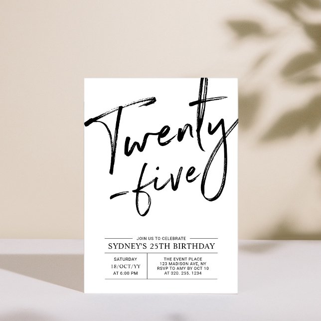 Invitación Veinticinco | Fiesta moderna de cumpleaños 25 (Subido por el creador)