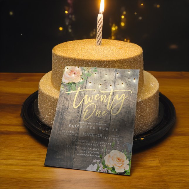 Invitación Veintiún cumpleaños fiesta maderera Flor de flores (Subido por el creador)