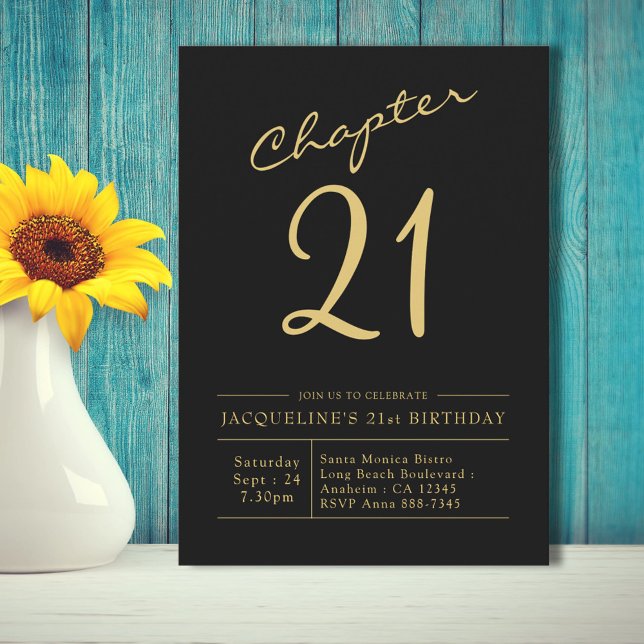 Invitación Veintiún Fiesta del oro negro 21 de cumpleaños (Subido por el creador)