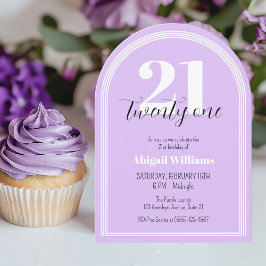 Invitación Veintiún Moda de Arco Negro Morado Cumpleaños 21