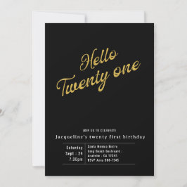 Invitación Veintiún Oro Negro Moderno 21 cumpleaños