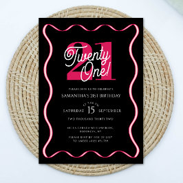 Invitación Veintiún retro Wavy Minimalista cumpleaños 21
