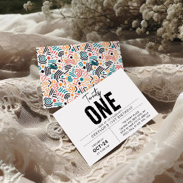 Invitación Veintiuno | Geométrico colorido 21º cumpleaños