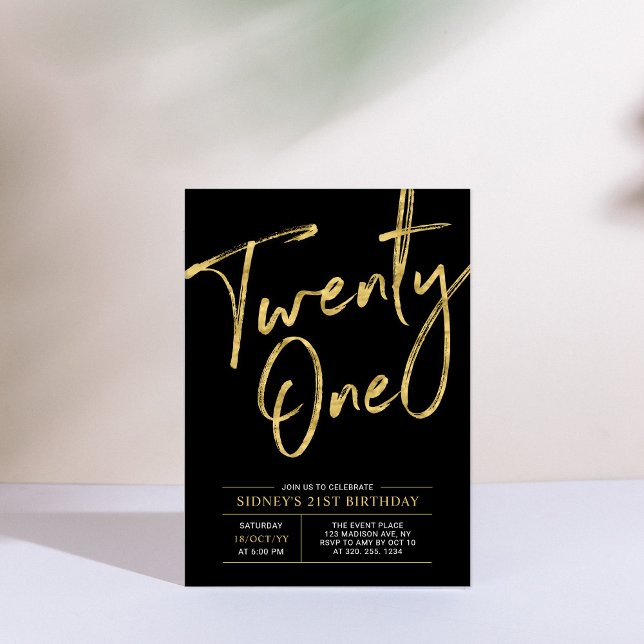 Invitación Veintiuno | Moda de oro y negro 21 Fiesta de cumpl (Subido por el creador)
