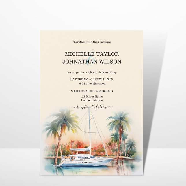 Invitación Vela Barco Destino Boda Playa de Palmeras (Subido por el creador)