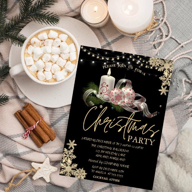 Invitación Vela, bolas, empresa de Navidades de copas de niev (Subido por el creador)