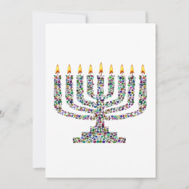Invitación Vela colorida de Hanukkah