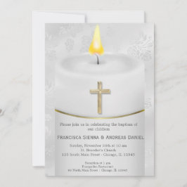 Invitación Vela de baptismo plateado