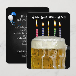 Invitación Vela de cumpleaños en cerveza