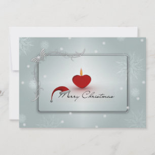 Invitación Vela de Navidad y copos de nieve a doble cara