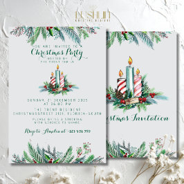 Invitación vela de verde navideño festivo