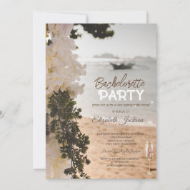 Invitación Vela Flores Flores Playa Cristal Bachelorette