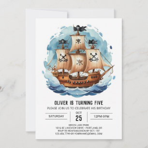 Invitación Vela Personalizado Feliz cumpleaños pirata