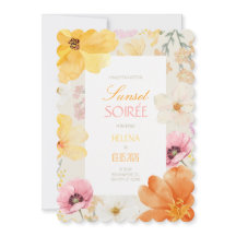 Velada al Atardecer Floral Elegante Naranja, Rosa