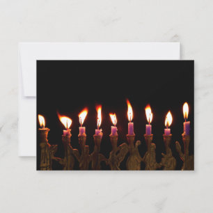 Invitación Velas ardientes de Jánuca Chanukah Hanukah Menorah