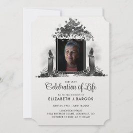 Invitación Velas blancas y negras Foto Celebración de la vida