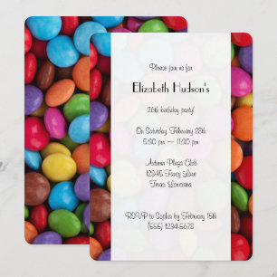 Invitación Velas coloridas, Botones de golosinas, Dulces, Cum