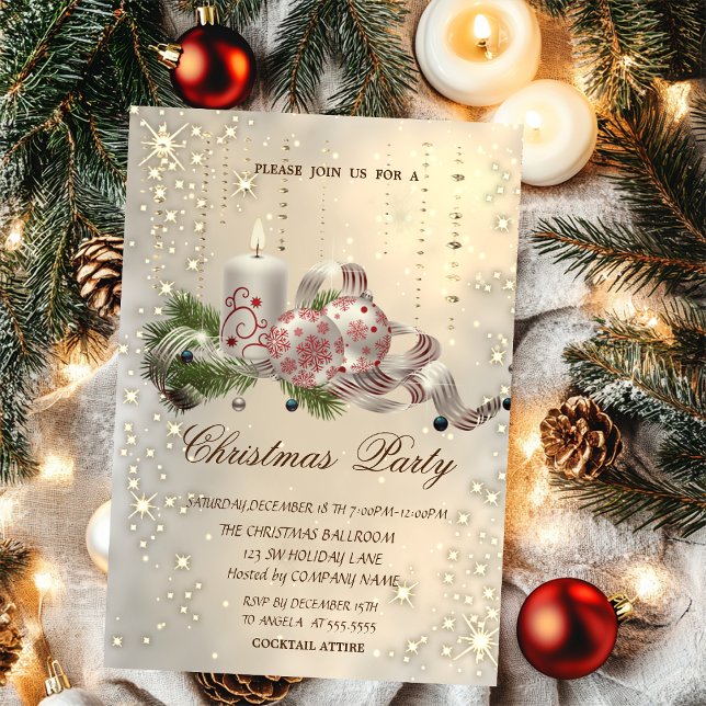 Invitación  Velas de confeti brillantes Fiesta de Navidad  (Subido por el creador)