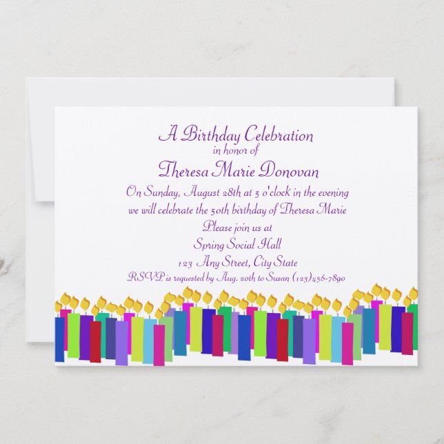 Invitación Velas de cumpleaños (Anverso)