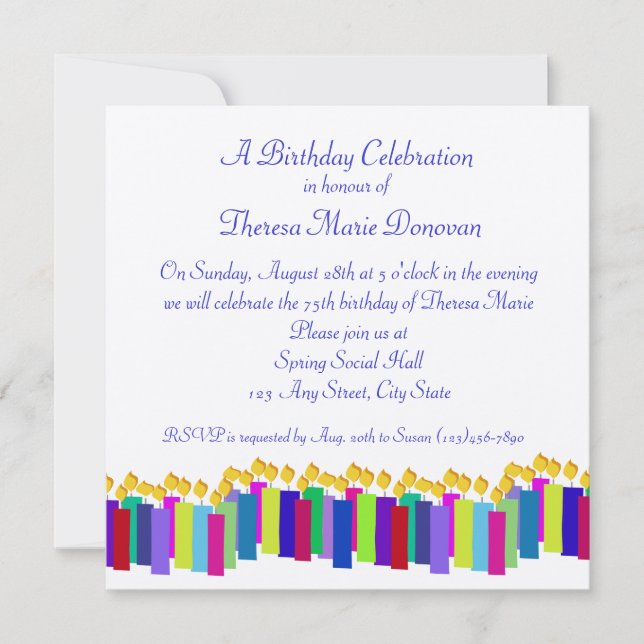 Invitación Velas de cumpleaños (Anverso)