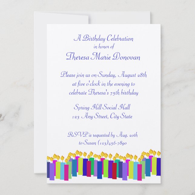 Invitación Velas de cumpleaños (Anverso)