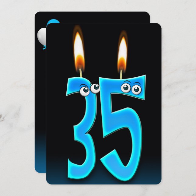 Invitación Velas de cumpleaños 35 con ojos (Anverso / Reverso)