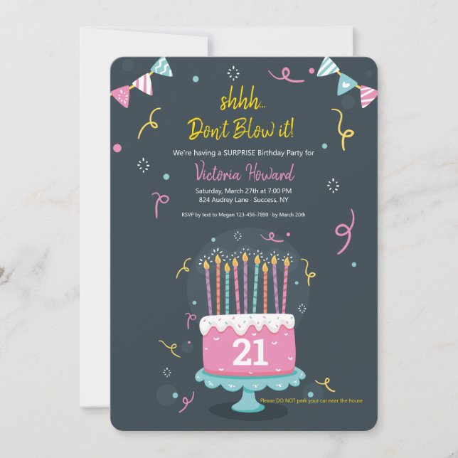 Invitación Velas de cumpleaños sorpresa fiesta de cumpleaños (Anverso)