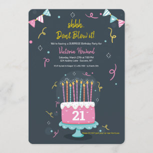 Invitación Velas de cumpleaños sorpresa fiesta de cumpleaños