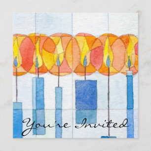 Invitación Velas de Hanukkah colgando