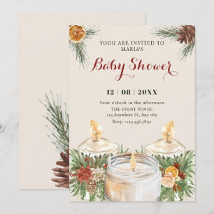 Invitación Velas de hojas florales acuarela baby shower