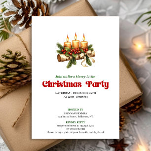 Invitación Velas de Navidad Elegantes Diseño de Corona de Pin