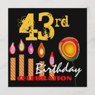 Invitación Velas de oro de 43 años y metal globo