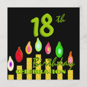Invitación Velas de oro verdes W1188, 18º cumpleaños