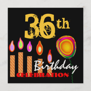 Invitación Velas de oro y metal globo por 36 años