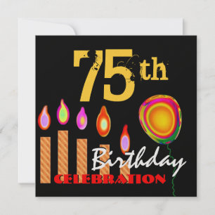 Invitación Velas de oro y metal globo por 75 años