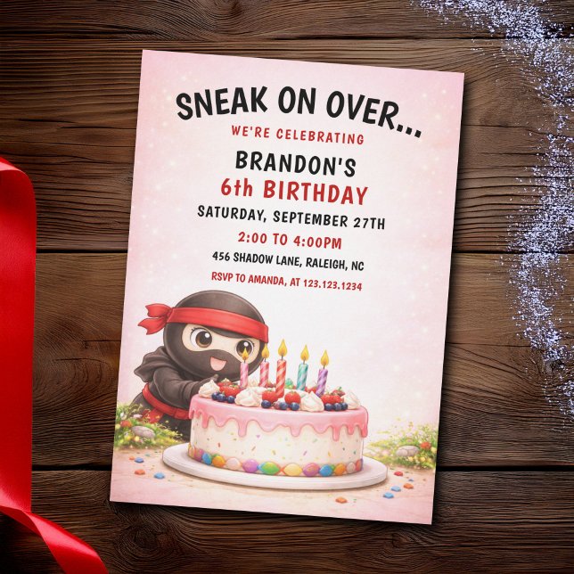 Invitación Velas De Pastel De Cumpleaños Coloridas Ninja Lind (Subido por el creador)