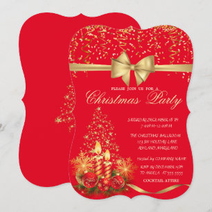 Invitación Velas elegantes de Navidad, Árbol Fiesta de la Com