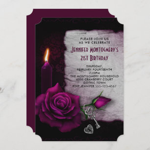 Invitación Velas góticas Rosas y fiesta de cumpleaños