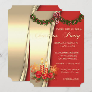 Invitación Velas navidades, Fiesta Red Gold Corporativo