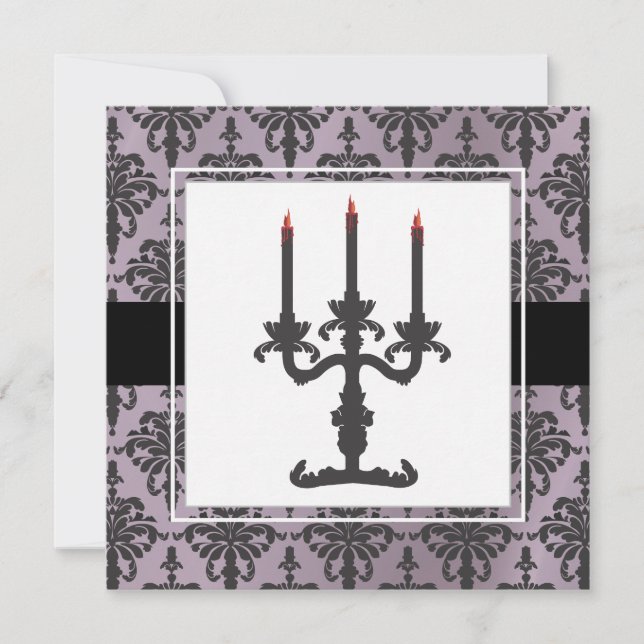 Invitación Velas negras y bolas de trajes de Halloween (Anverso)