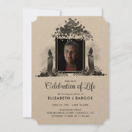 Invitación Velas Rústicas Kraft Foto Celebración de la Vida