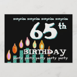 Invitación Velas Verde azuladas de cumpleaños número 65