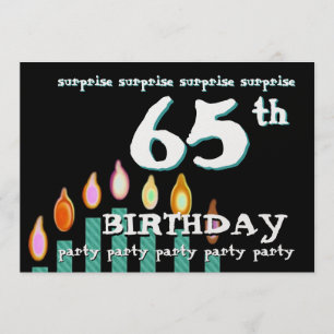 Invitación Velas Verde azuladas de cumpleaños número 65